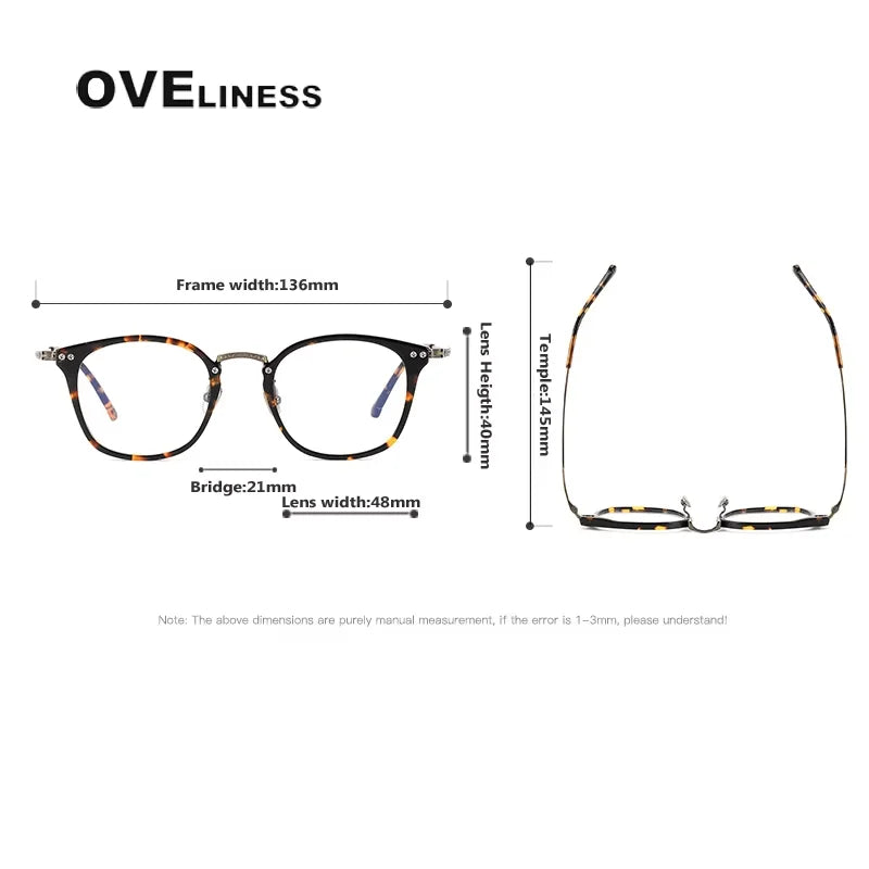 Oveliness Women's Full Rim Square Acetate Titanium Eyeglasses 614052
