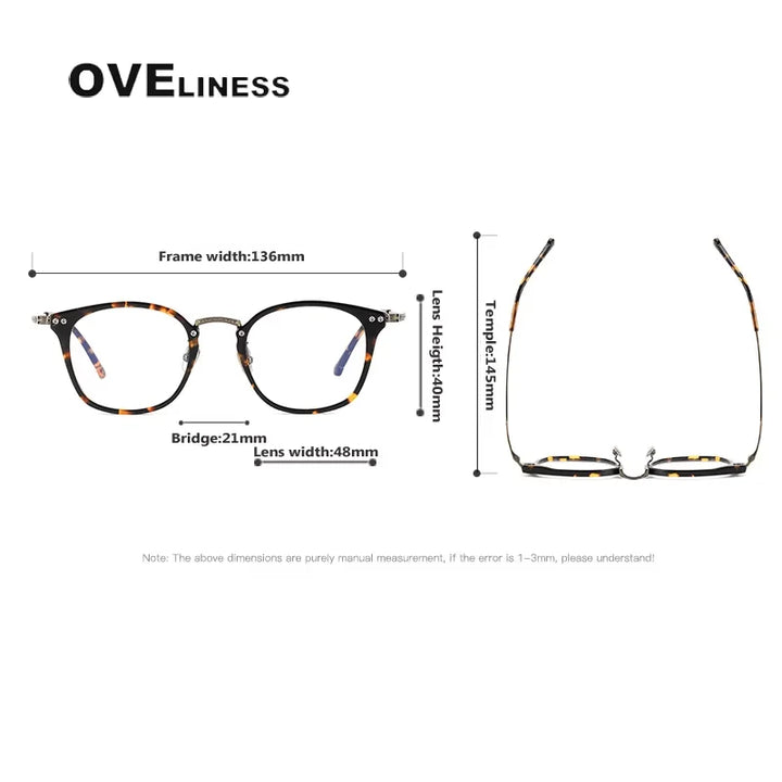Oveliness Women's Full Rim Square Acetate Titanium Eyeglasses 614052
