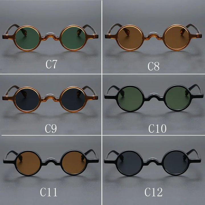 Yujo Unisex Full Rim Small Round Acetate Polarized Sunglasses 2534 Sunglasses Yujo