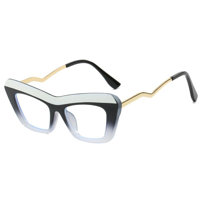 CCspace Unisex Full Rim Square Cat Eye Tr 90 Titanium Eyeglasses 57011 Full Rim CCspace C4WhiteBlack