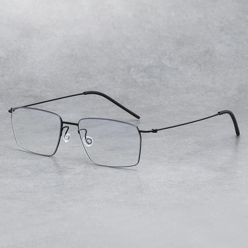 Black Mask Unisex Full Rim Square Screwless Titanium Eyeglasses 45509