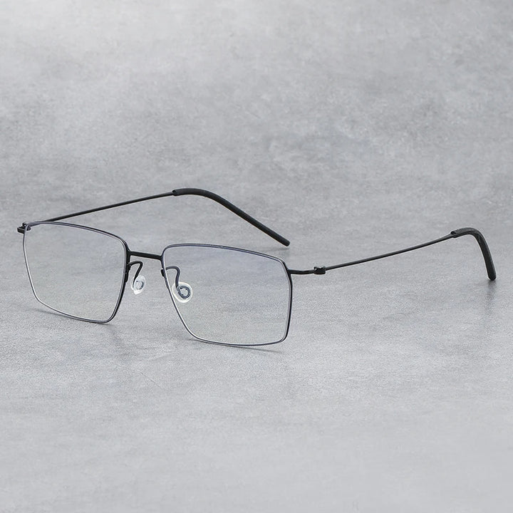 Black Mask Unisex Full Rim Square Screwless Titanium Eyeglasses 45509