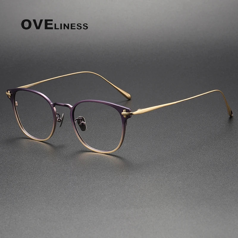 Oveliness Unisex Full Rim Square Titanium Eyeglasses 5021 Full Rim Oveliness purple gold  