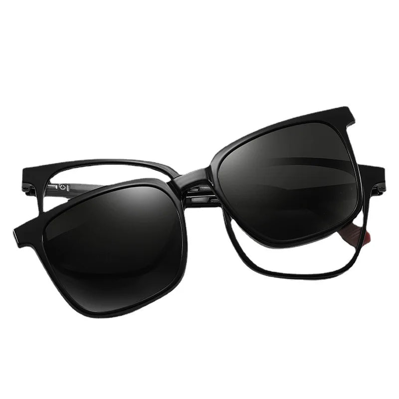 Kocolior Unisex Full Rim Square Acetate Eyeglasses Clip On Sunglasses CX10 With Clip Ons Kocolior