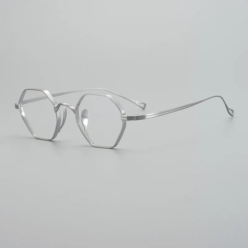 Black Mask Unisex Flat Top Polygon Titanium Eyeglasses 49152 Full Rim Black Mask Silver