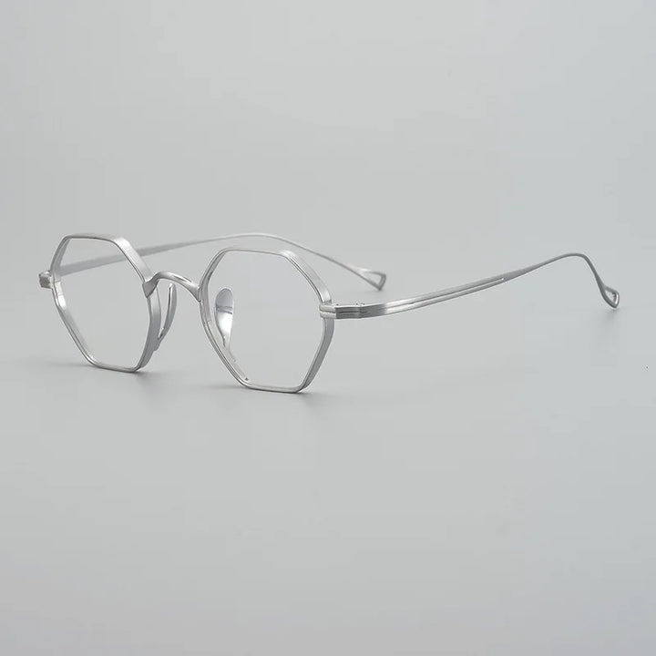 Black Mask Unisex Flat Top Polygon Titanium Eyeglasses 49152 Full Rim Black Mask Silver