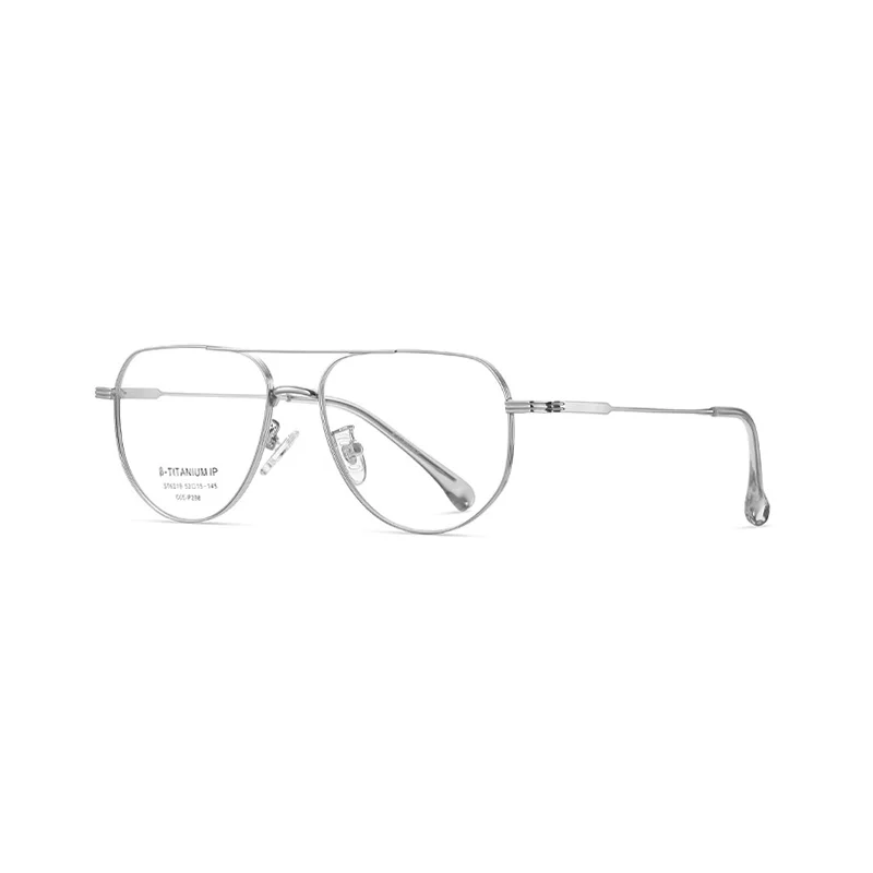 Ralferty Men's Full Rim Polygon Double Bridge Titanium Eyeglasses R629 Full Rim Ralferty C05 Silver CHINA