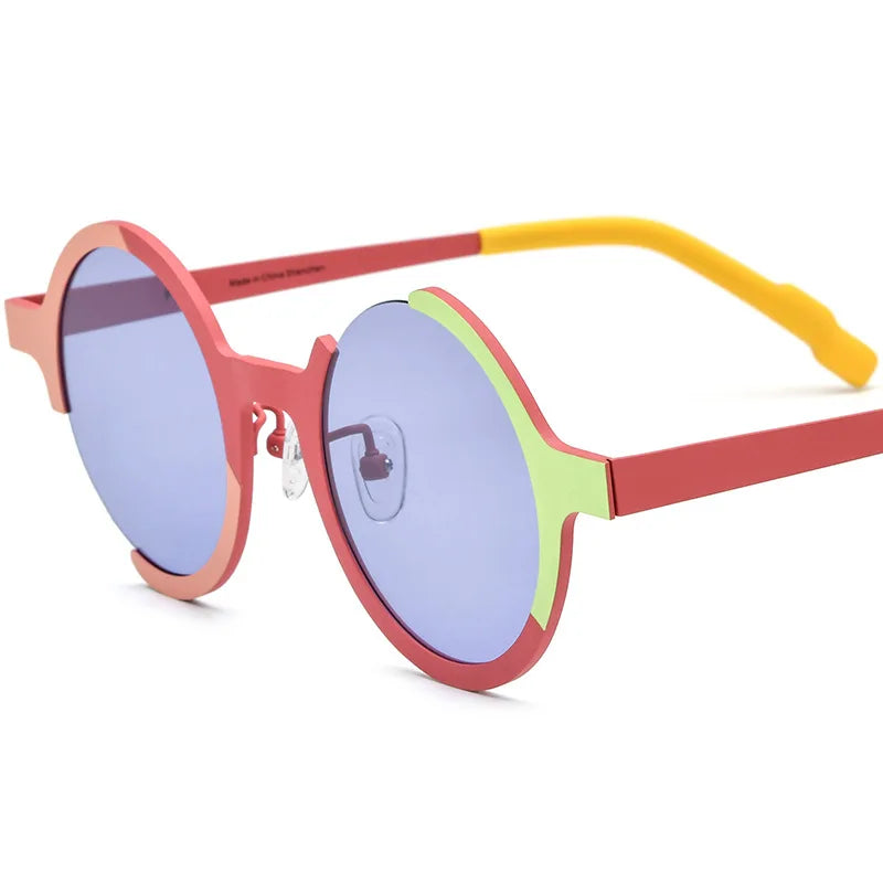 Nobler Women's Semi Rim Round Titanium Polarized Sunglasses 1888 Sunglasses Nobler C4