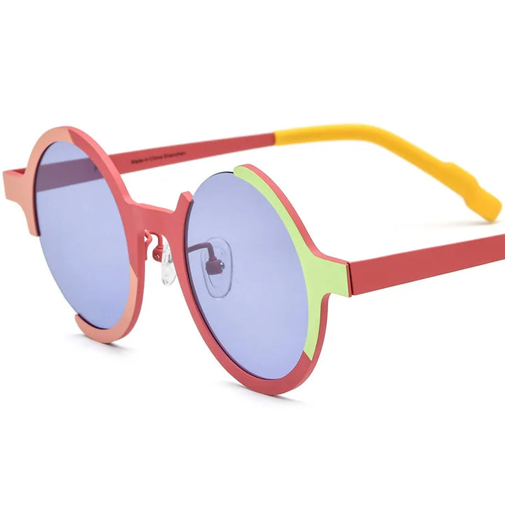 Nobler Women's Semi Rim Round Titanium Polarized Sunglasses 1888 Sunglasses Nobler C4