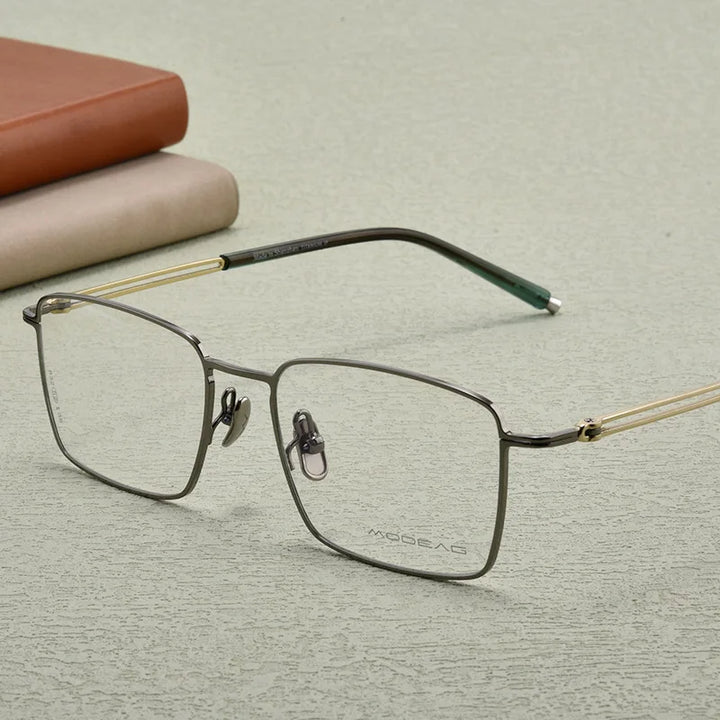 Yimaruili Men's Full Rim Polygon Square Titanium Eyeglasses 83244