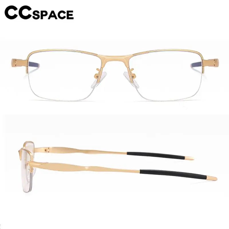 CCspace Unisex Semi Rim Small Square Tr 90 Titanium Eyeglasses 57236 Semi Rim CCspace