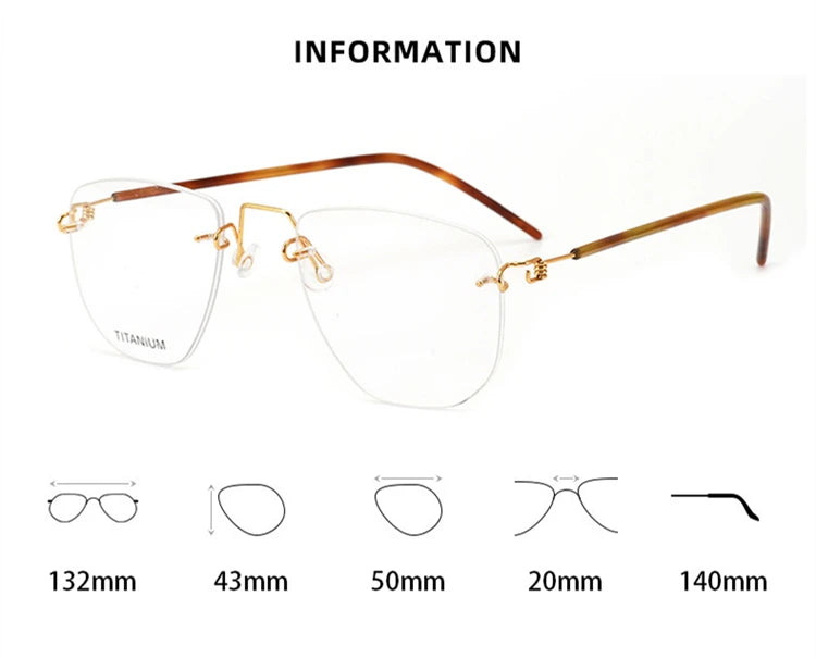 Black Mask Women's Rimless Square Screwless Titanium Eyeglasses 195132