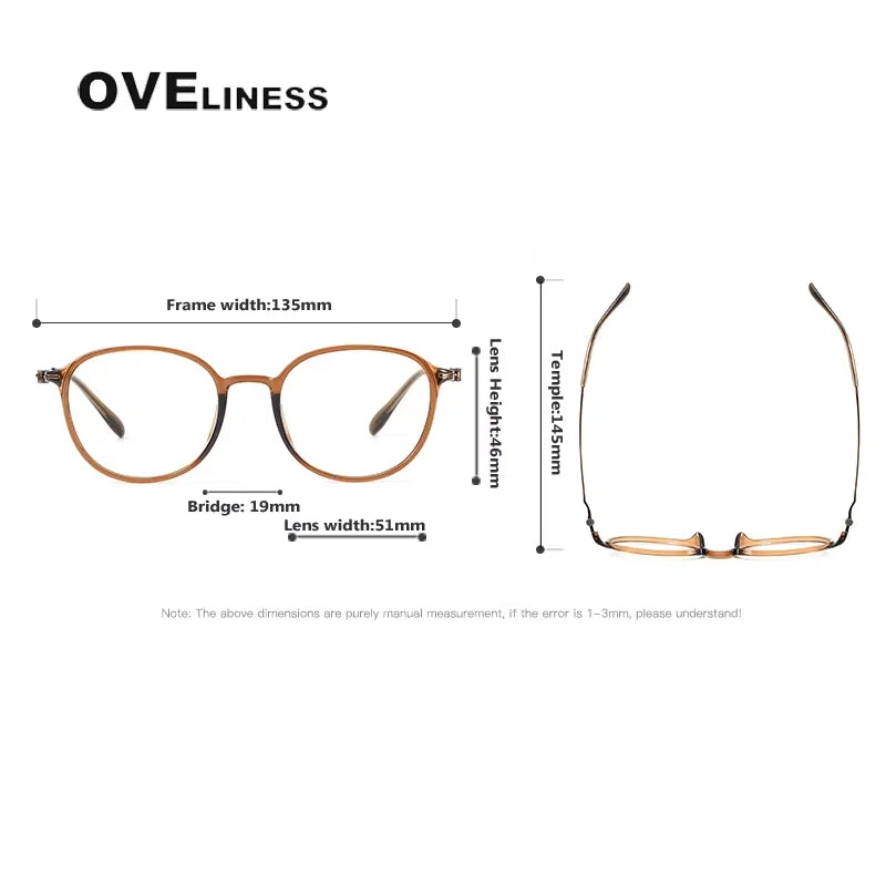 Oveliness Women's Full Rim Oval Square Acetate Titanium Eyeglasses 88666