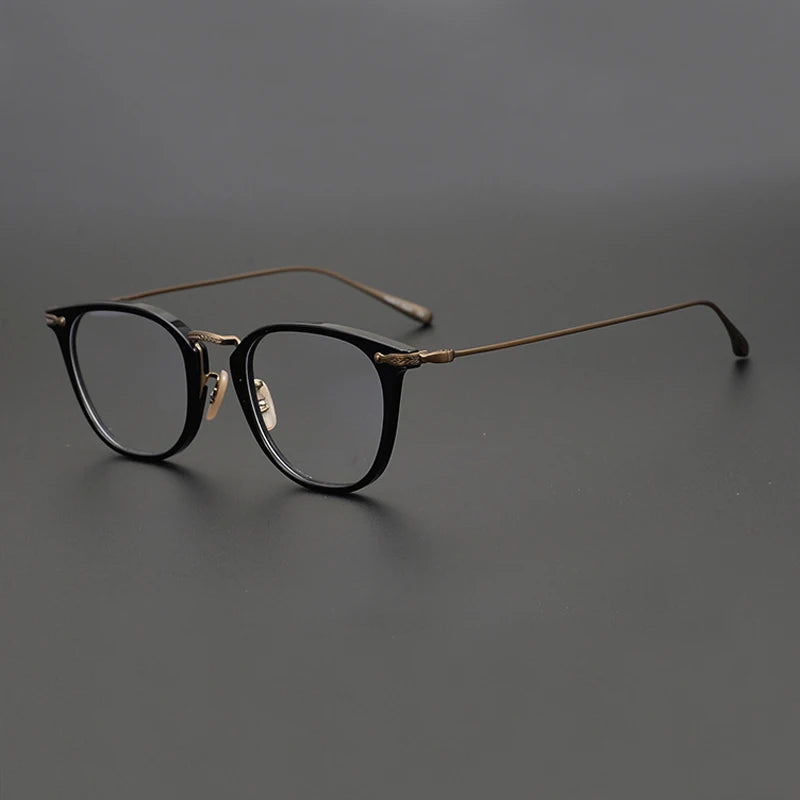 Black Mask Unisex Full Rim Titanium Acetate Square Eyeglasses 5307 Full Rim Black Mask Black