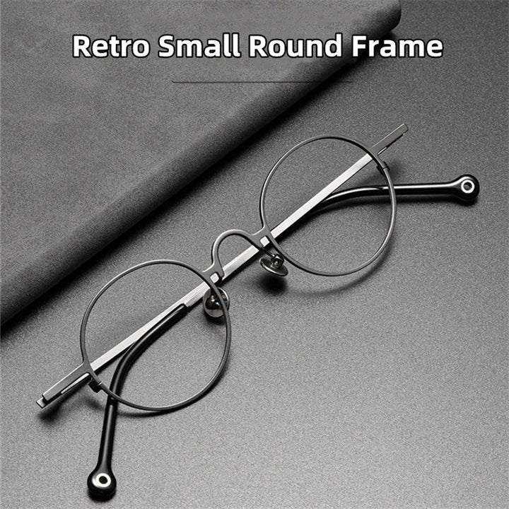 Kocolior Unisex Full Rim Small Round Titanium Hyperopic Reading Glasses K080 Reading Glasses Kocolior