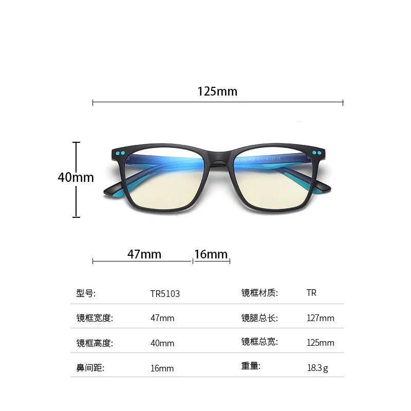 Reven Jate Unisex Youth's Full Rim Square Tr 90 Eyeglasses 45103