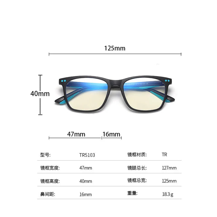 Reven Jate Unisex Youth's Full Rim Square Tr 90 Eyeglasses 45103