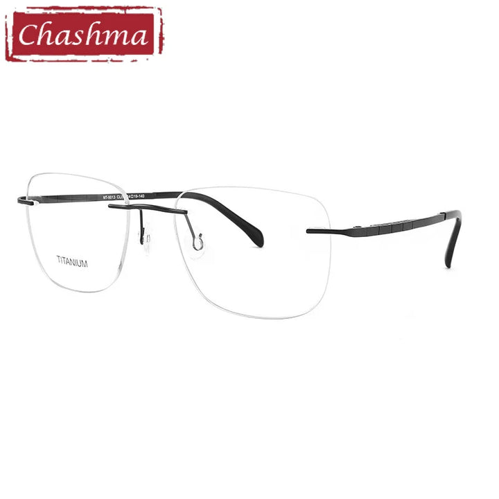 Chashma Ottica Men's Rimless Polygon Square Titanium Eyeglasses 409013