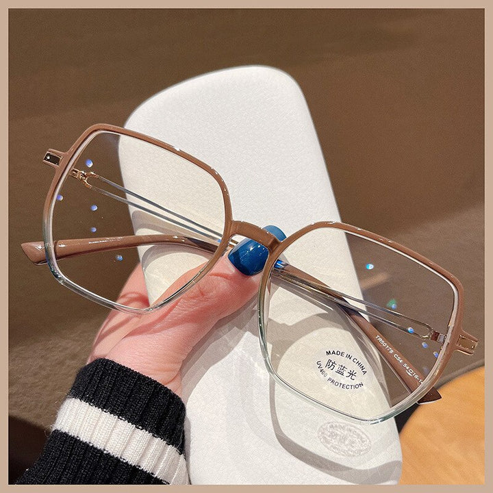 CCspace Unisex Full Rim Polygon Square Tr 90 Titanium Eyeglasses 55886 Full Rim CCspace ChocolateBrow China