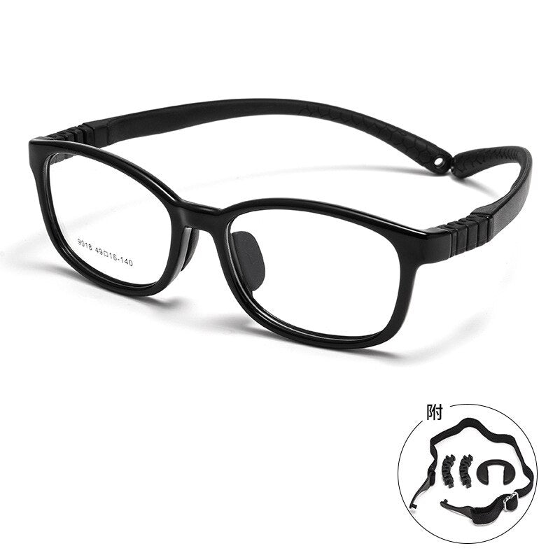 KatKani Unisex Children's Full Rim Round Square Tr 90 Eyeglasses 9018et Full Rim KatKani Eyeglasses Brihgt Black  