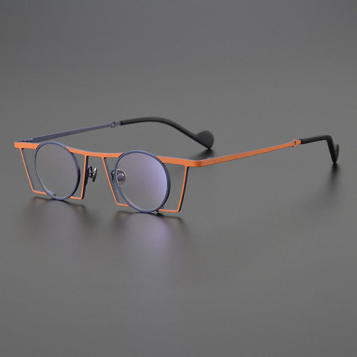 Gatenac Unisex Full Rim Square Round Titanium Eyeglasses Gxyj1035 Full Rim Gatenac Orange