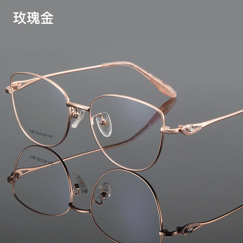 Bclear Women's Full Rim Oval Cat Eye Alloy Eyeglasses 61189