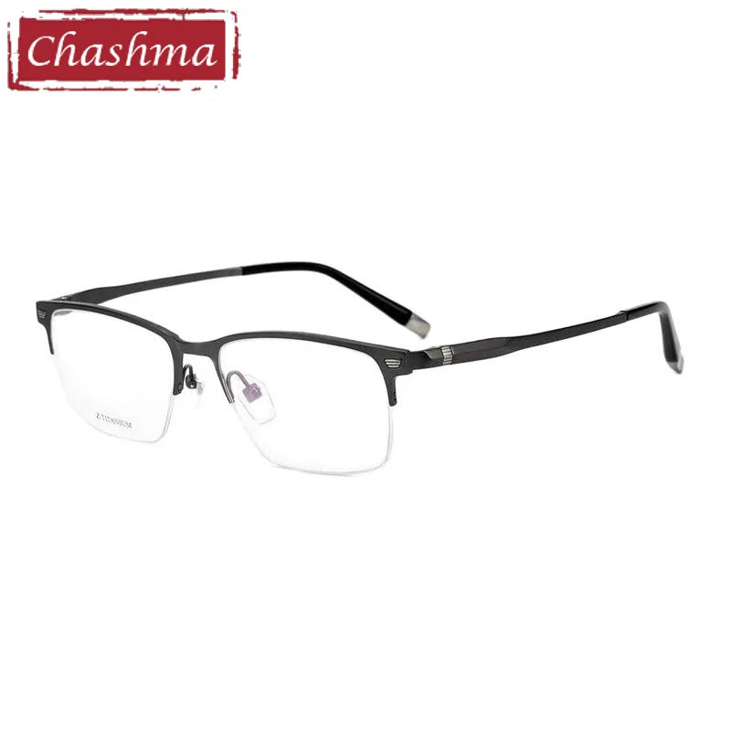Chashma Ottica Unisex Semi Rim Square Titanium Eyeglasses 27009 Semi Rim Chashma Ottica Black  