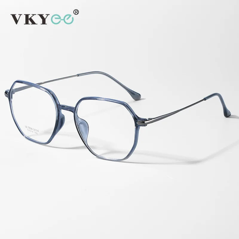 Vicky Women's Full Rim Flat Top Polygon Ultem Steel Reading Glasses 4250 Reading Glasses Vicky