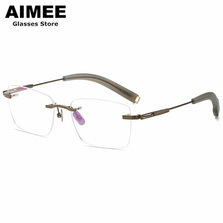 Aimee Unisex Rimless Polygon Square Titanium Eyeglasses 80814 Rimless Aimee