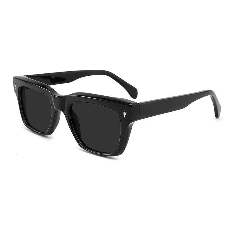 Gatenac Unisex Full Rim Square Polarized Acetate Sunglasses Mo15 Sunglasses Gatenac Black Gray