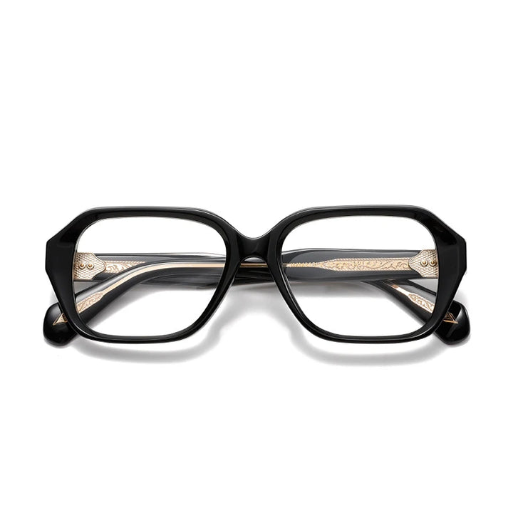 Aror Unisex Full Rim Flat Top Square Thick Acetate Eyeglasses 842313 Full Rim Aror Black