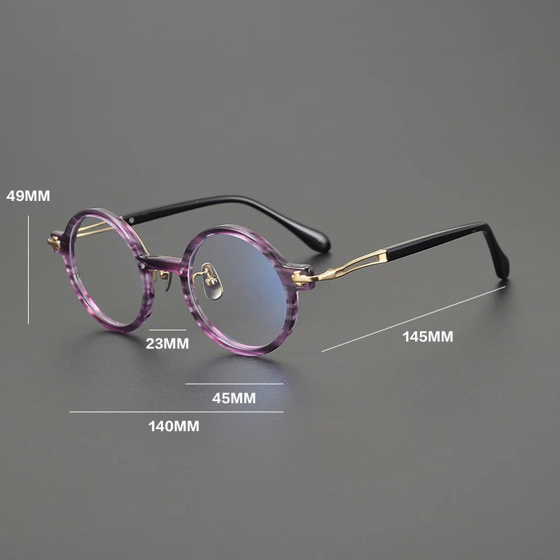 Gatenac Unisex Full Rim Round Acetate Titanium Eyeglasses Gxyj1568