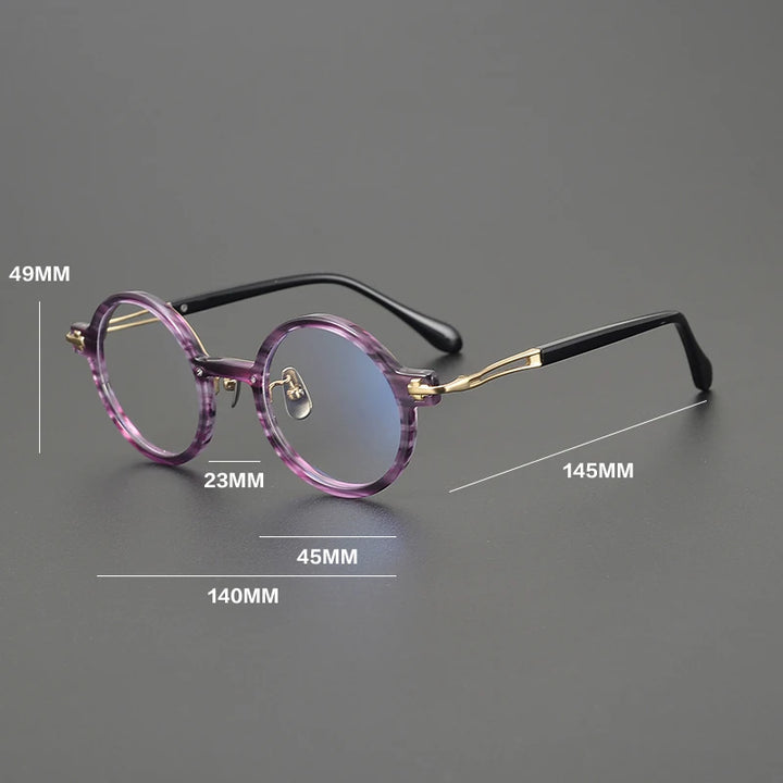 Gatenac Unisex Full Rim Round Acetate Titanium Eyeglasses Gxyj1568