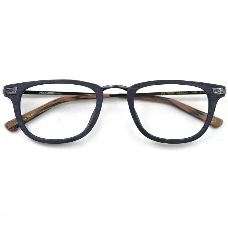 Hdcrafter Women's Full Rim Square Wood Alloy Eyeglasses 57029