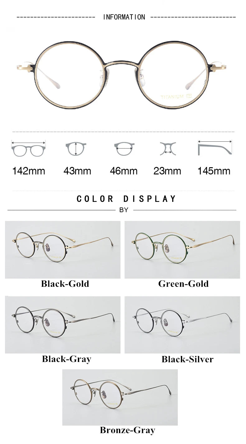 Black Mask Unisex Full Rim Round Titanium Eyeglasses 634142