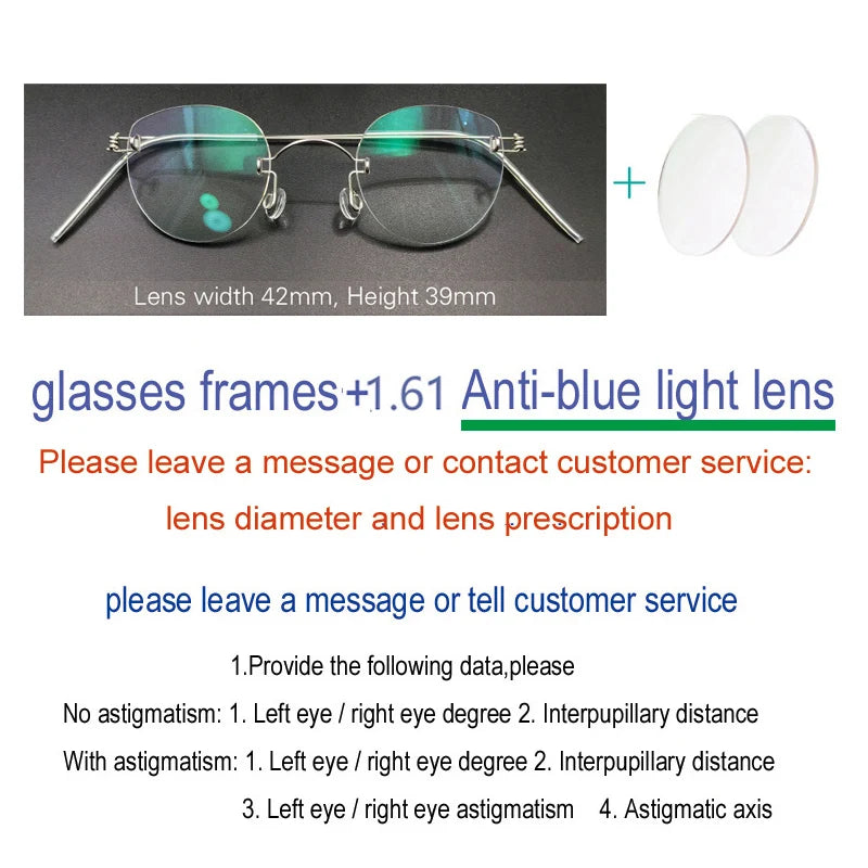 Yujo Unisex Handcrafted Rimless Oval Screwless Steel Eyeglasses 313533