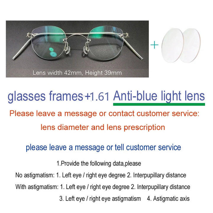 Yujo Unisex Handcrafted Rimless Oval Screwless Steel Eyeglasses 313533