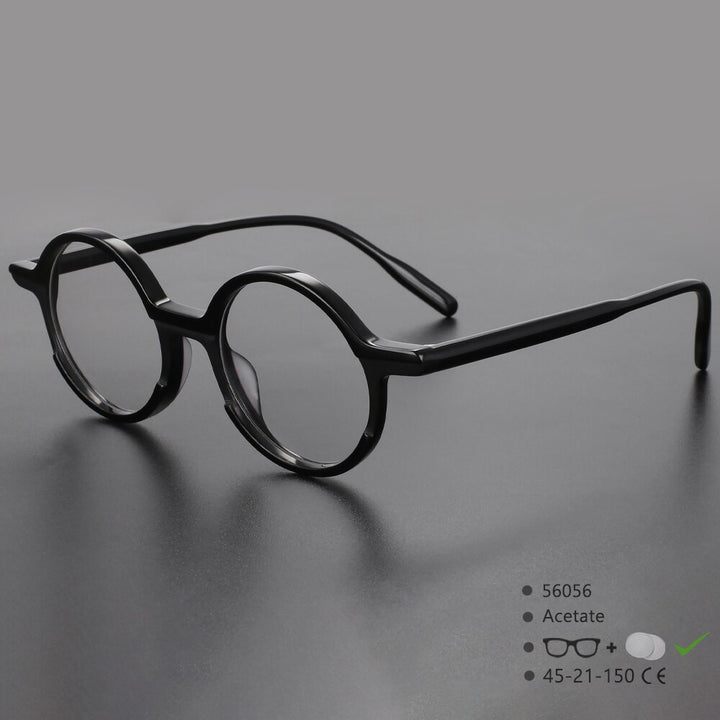 CCspace Unisex Full Rim Round Acetate Eyeglasses 56056 Full Rim CCspace C1Black