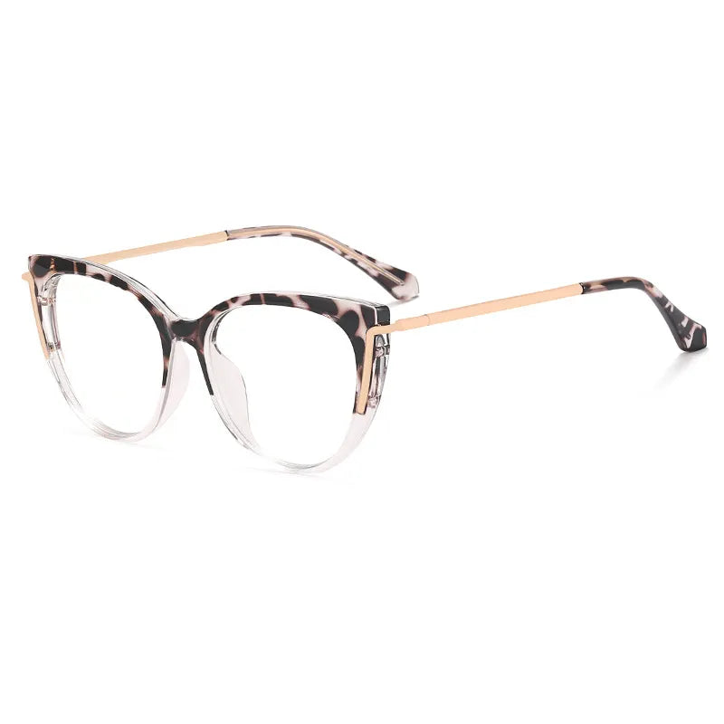 CCspace Women's Full Rim Cat Eye Tr 90 Titanium Eyeglasses 56963 Full Rim CCspace C7ClearLeopard