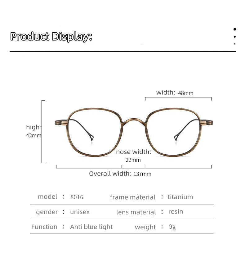 Kocolior Unisex Full Rim Round Titanium Hyperopic Reading Glasses 8016 Reading Glasses Kocolior