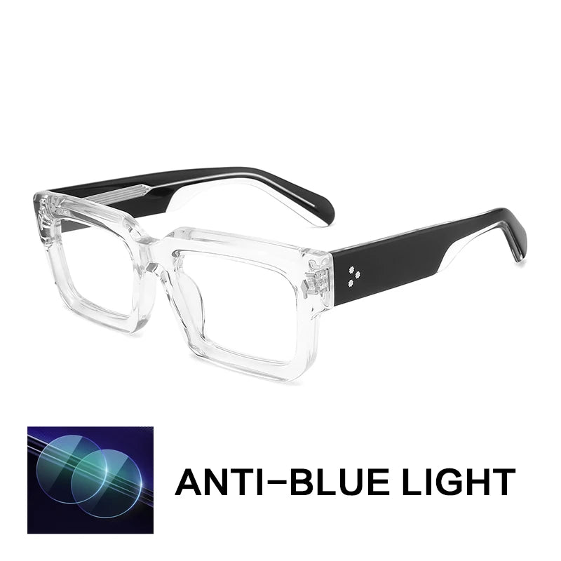 Gatenac Unisex Full Rim Big Square Acetate Reading Glasses Gxyj91018