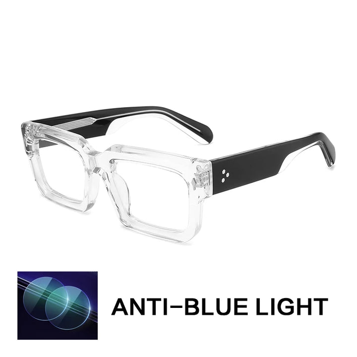 Gatenac Unisex Full Rim Big Square Acetate Reading Glasses Gxyj91018