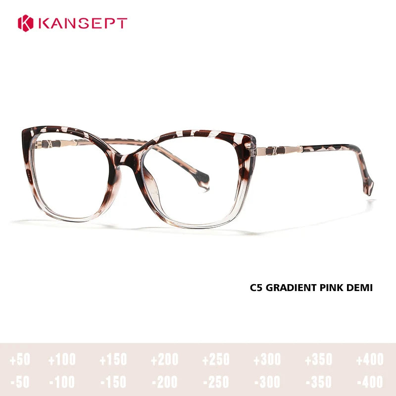 Kansept Women's Full Rim Square Tr 90 Alloy Reading Glasses 27004