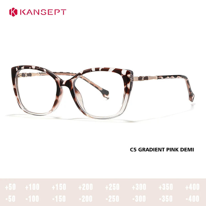 Kansept Women's Full Rim Square Tr 90 Alloy Reading Glasses 27004
