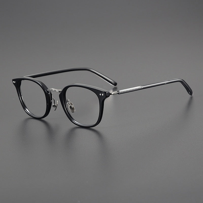 Gatenac Unisex Full Rim Square Acetate Eyeglasses Gxyj1088 Full Rim Gatenac Black