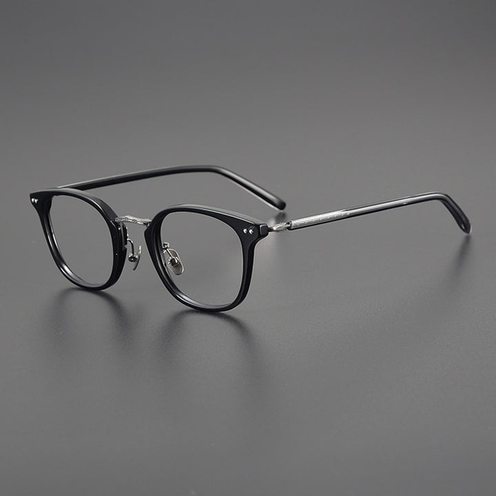 Gatenac Unisex Full Rim Square Acetate Eyeglasses Gxyj1088 Full Rim Gatenac Black