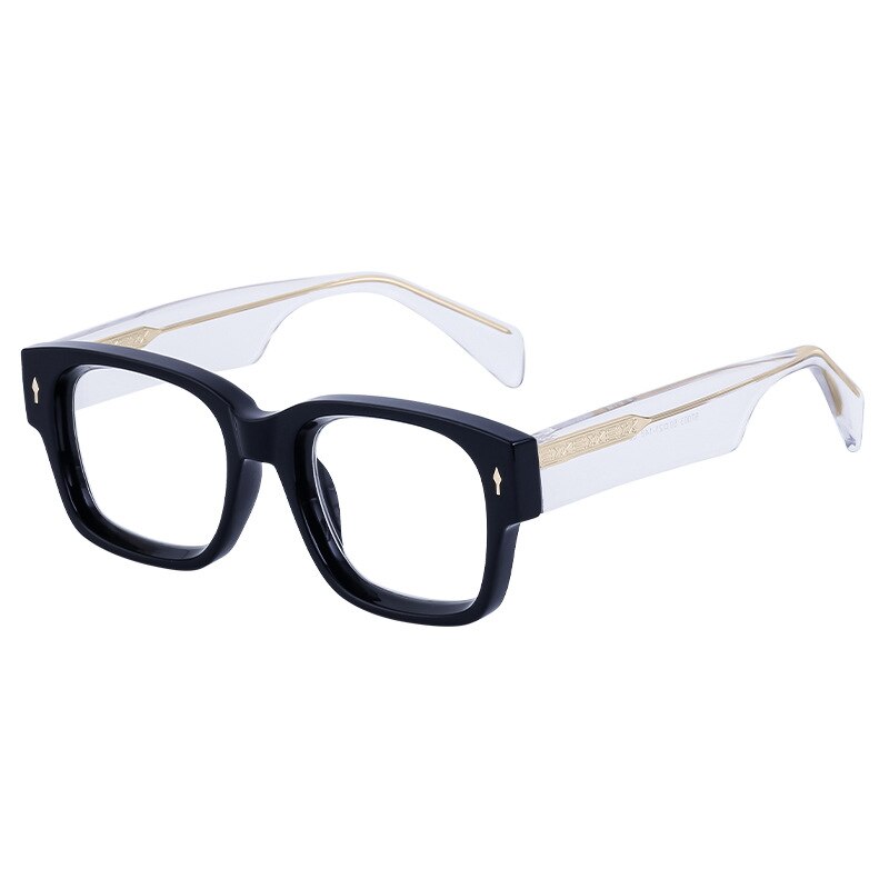 CCspace Unisex Full Rim Square Tr 90 Titanium Eyeglasses 56737 Full Rim CCspace C2BlackClear