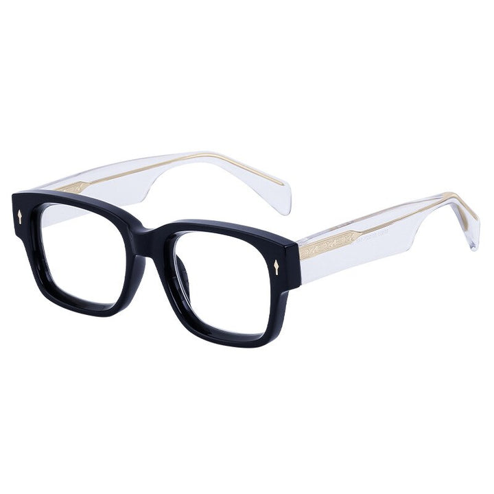 CCspace Unisex Full Rim Square Tr 90 Titanium Eyeglasses 56737 Full Rim CCspace C2BlackClear