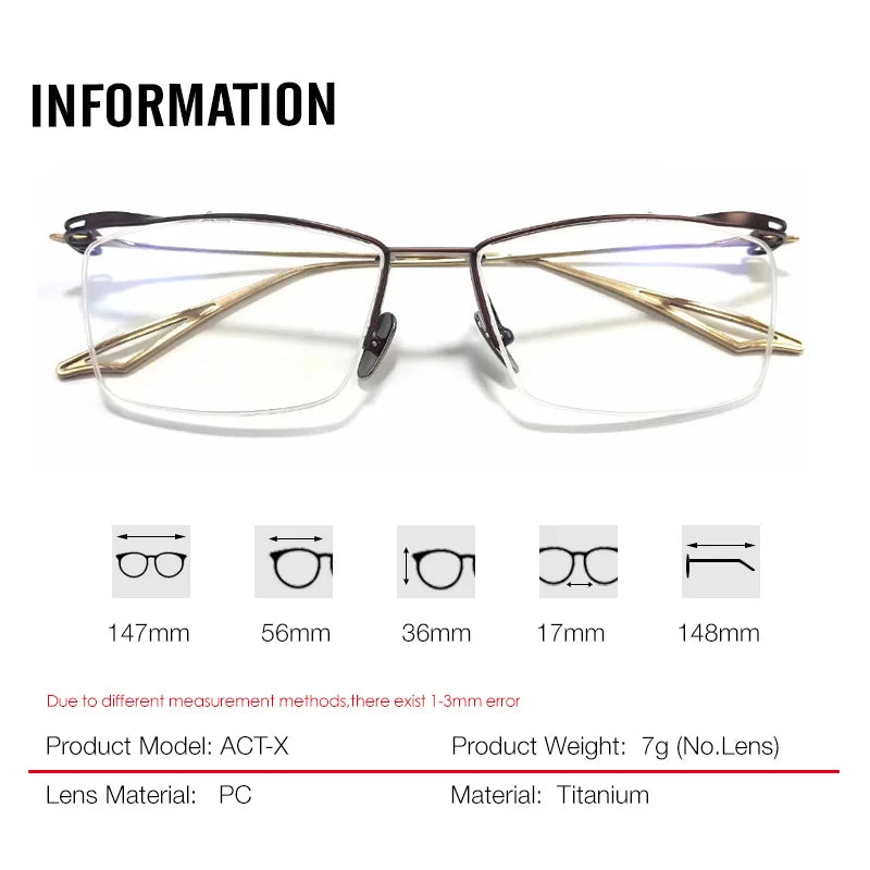 Aror Men's Full Rim Polygon Square Titanium Eyeglasses 56147