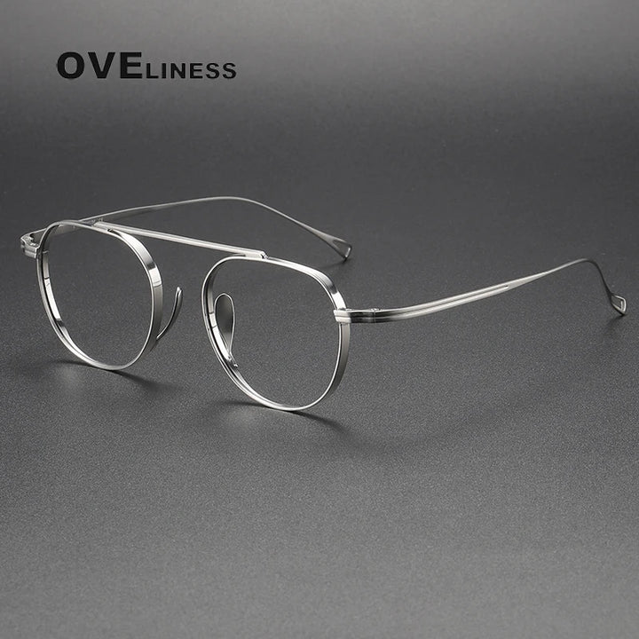 Oveliness Unisex Full Rim Flat Top Square Titanium Eyeglasses 9503 Full Rim Oveliness silver